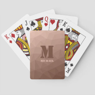 Mocha Brown geometric mesh pattern Monogram Playing Cards
