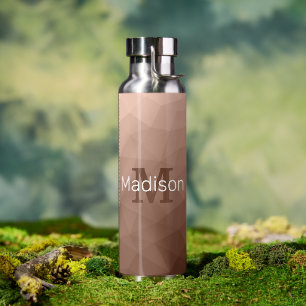 Mocha Brown geometric mesh pattern Monogram Water Bottle