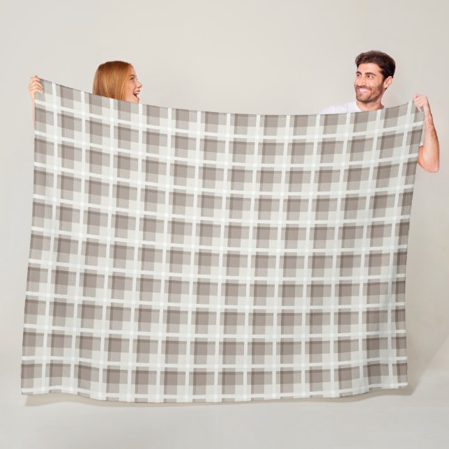 Mocha Brown Gingham buffalo plaid check  Fleece Blanket (In Situ)