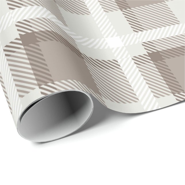 Mocha Brown Gingham buffalo plaid check  Wrapping Paper (Roll Corner)