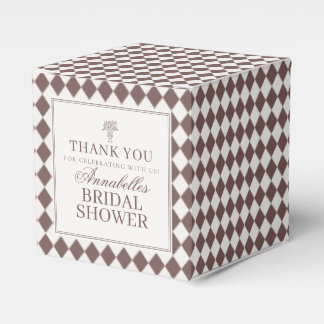 Mocha Brown Harlequin Checkered Bridal Shower Favor Box