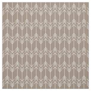 Mocha Brown Herringbone Arrows Fabric