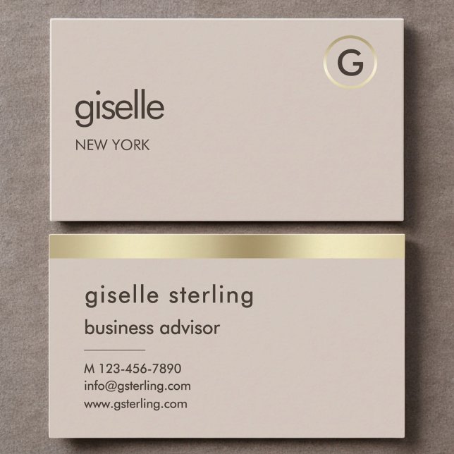 Mocha Brown Luxury Faux Gold Foil Monogram  Business Card (Creator Uploaded)