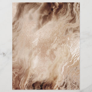 Mocha Brown Marble Gold 2 Sided Scrapbook Paper