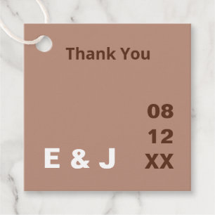 Mocha Brown Modern Wedding Favour Tags