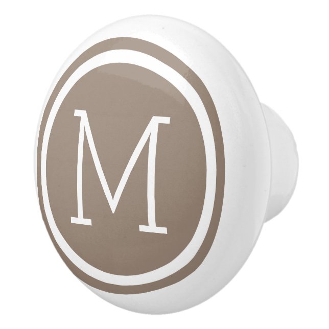 Mocha Brown Monogram Personalized Drawer Knob (Right)