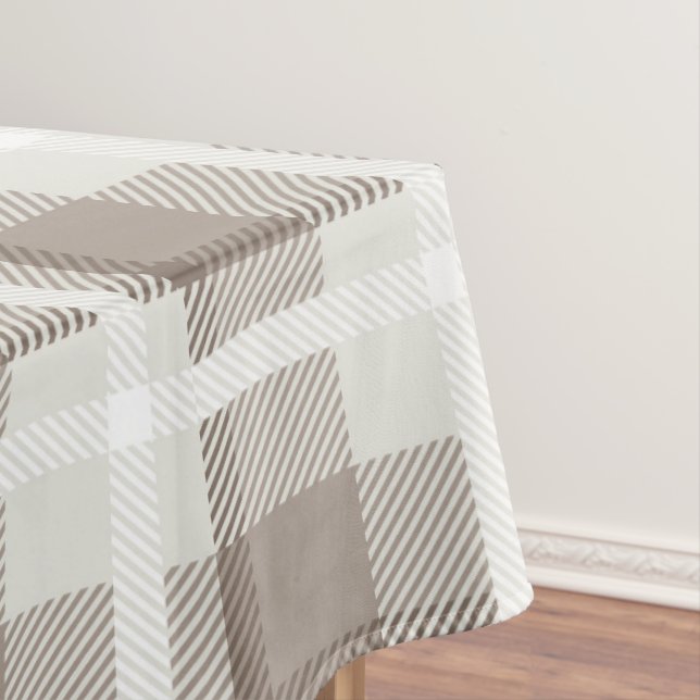 Mocha Brown Moroccan buffalo plaid check  Tablecloth (In Situ)