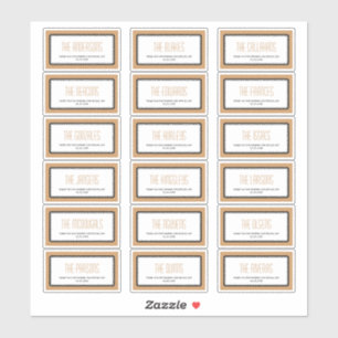 Mocha brown rectangular frame individual labels