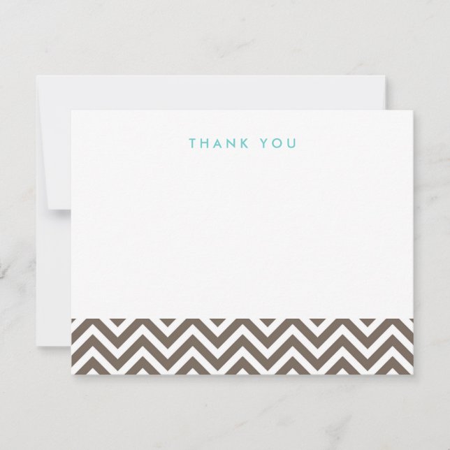 Mocha Brown Simple Chevron Thank You Note Cards (Front)