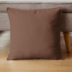 Mocha Brown Solid Colour Classic Elegant Throw Pillow