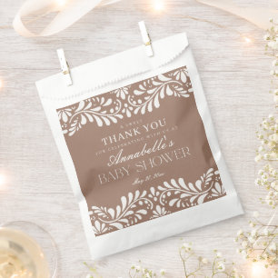 Mocha Brown Talavera Fiesta Baby Shower Dessert Favour Bag