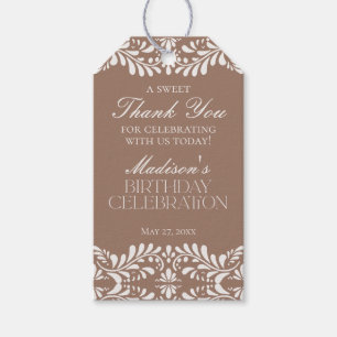 Mocha Brown Talavera Fiesta Birthday Party Favours Gift Tags