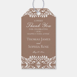 Mocha Brown Talavera Fiesta Wedding Party Favors Gift Tags