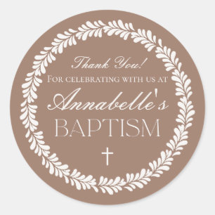 Mocha Brown Talavera Spanish Fiesta Baptism Favor Classic Round Sticker