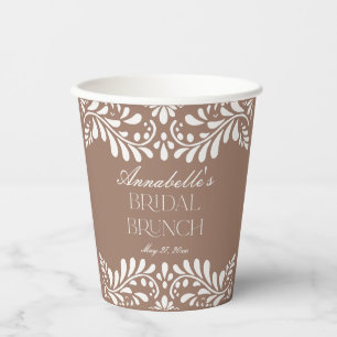 Mocha Brown Talavera Spanish Fiesta Bridal Brunch Paper Cups