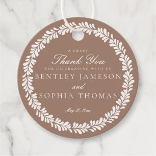Mocha Brown Talavera Spanish Fiesta Wedding Circle Favour Tags