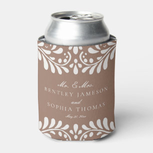 Mocha Brown Talavera Spanish Fiesta Wedding Favors Can Cooler