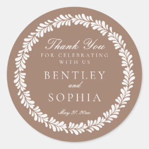 Mocha Brown Talavera Spanish Fiesta Wedding Favour Classic Round Sticker