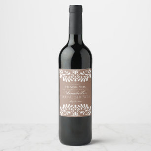 Mocha Brown Talavera Tile Fiesta Bridal Shower Wine Label