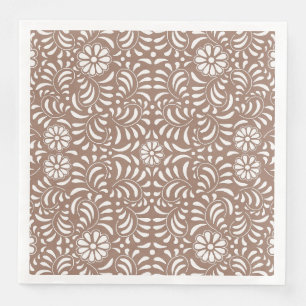 Mocha Brown Talavera Tile Spanish Style Fiesta Napkin