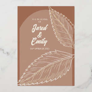 Mocha Brown Wedding Foil Invitation