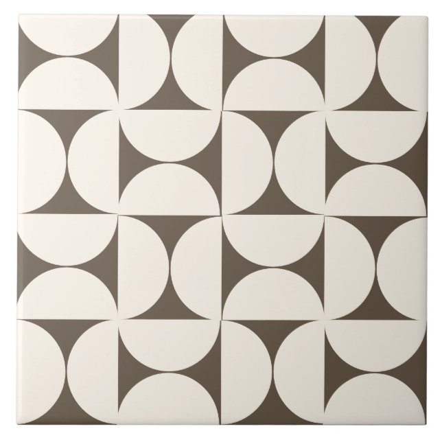 Mocha BrownModern Geometric Semi circles Tile (Front)