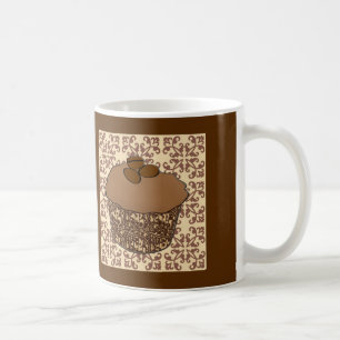 Mocha / Coffee Frosted Cupcake, Lace Background Mug