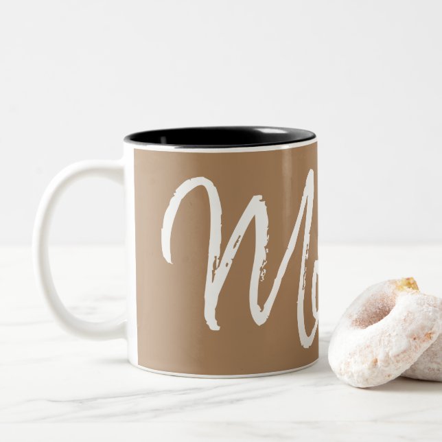 Mocha coffee lovers typography Two-Tone coffee mug (With Donut)
