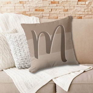 Mocha Colour Blocks Monogram Throw Pillow