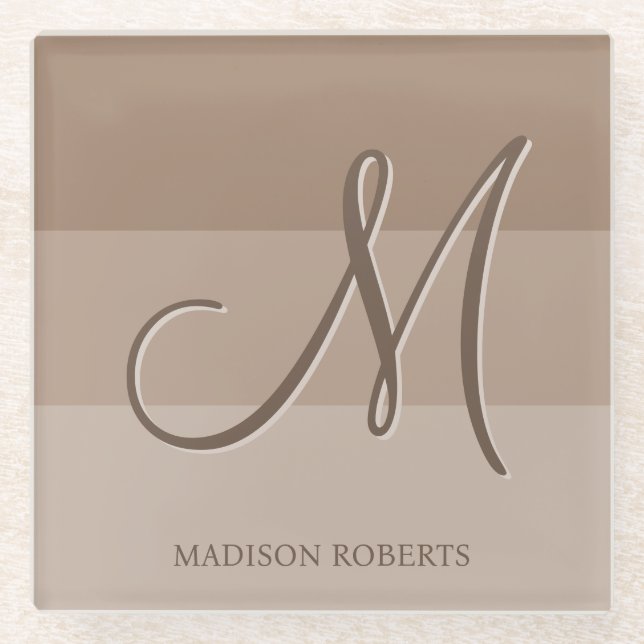 Mocha Colour Blocks Personalized  Glass Coaster (Front)