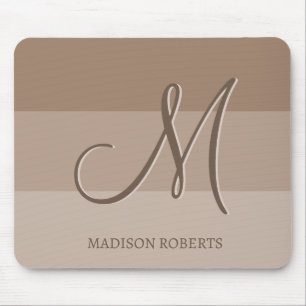 Mocha Colour Blocks Personalized Monogram Mouse Pad