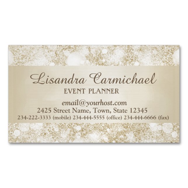 Mocha Cream Bokeh Magnetic Business Card (Front)