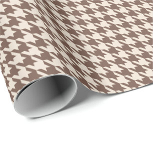 Mocha & Cream Houndstooth Pattern   Elegant Warm N Wrapping Paper