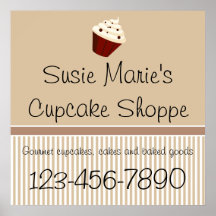 Mocha Cupcake Shoppe Sign or Advertisement Poster