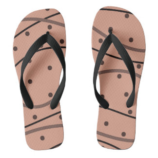 Mocha Dots & Stripes Pattern Flip Flops