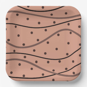 Mocha Dots & Stripes Pattern Paper Plate