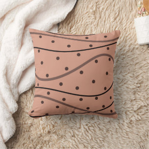 Mocha Dots & Stripes Pattern Throw Pillow