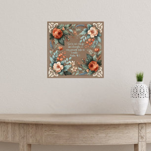 Mocha Floral Bible Verse Customizable Poster