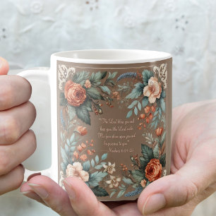 Mocha Floral Customizable Morning Blessing Mug