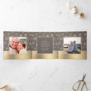 Mocha Gold Holiday Multi Photo Tri-Fold Card