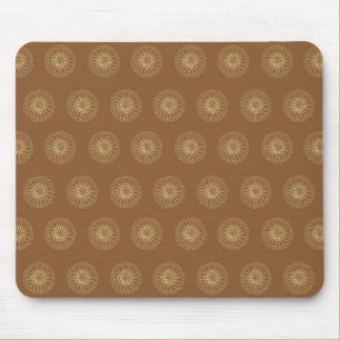 Mocha   Golden Zinnia Flower Medallions Mouse Pad