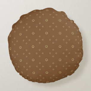 Mocha   Golden Zinnia Sun Round Pillow