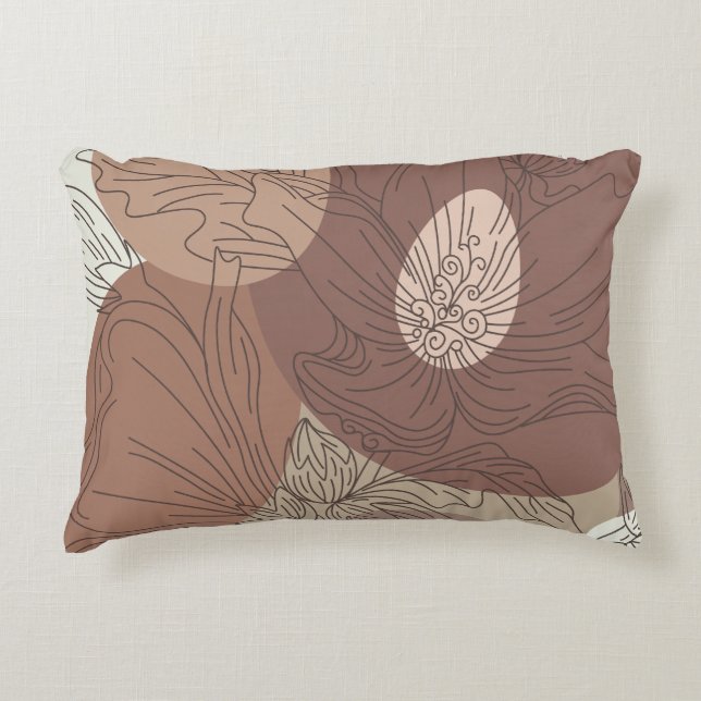  Mocha Hibiscus Botanical Harmony  Accent Pillow (Front)