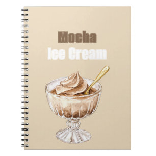 Mocha Ice Cream Bowl Gold Spoon Notebook