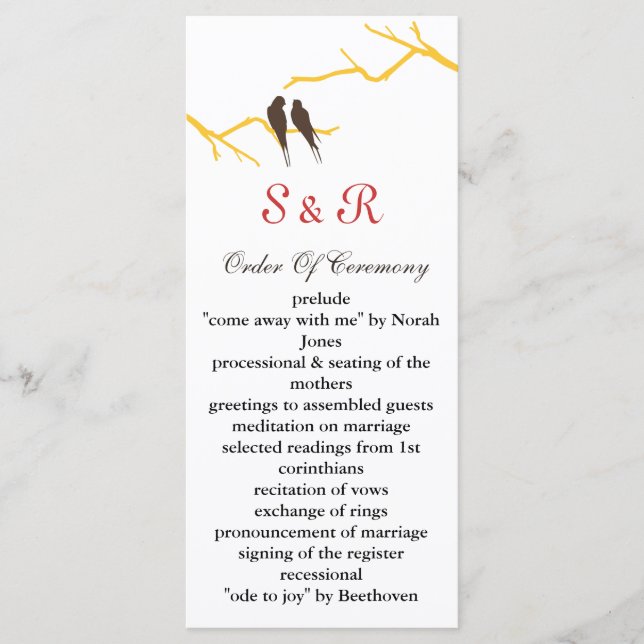 mocha lovebirds Programme de mariage (Devant)