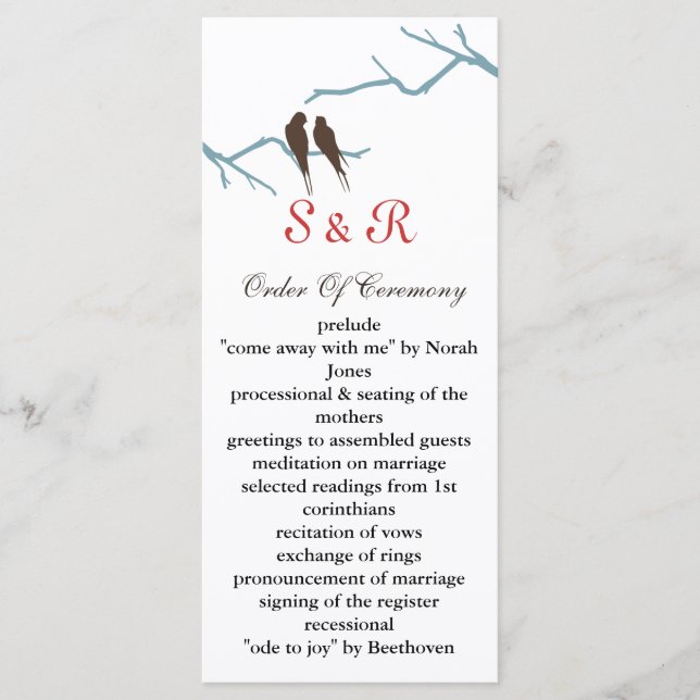 mocha lovebirds Programme de mariage (Devant)