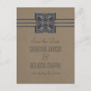 Mocha Medallion Border Save the Date Postcard