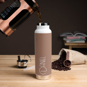 Mocha Modern Typography Personalized Water Bottle