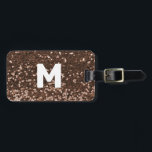 Mocha Monogram Glitter Look  Personalized  Luggage Tag<br><div class="desc">This design may be personalized in the area provided by changing the photo and/or text. Or it can be customized by clicking Personalize this Template and then choosing the click to customize further option and delete or change the colour of the background, add text, change the text colour or style,...</div>
