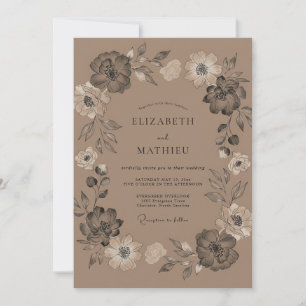 Mocha Moody Vintage Wedding Invitation